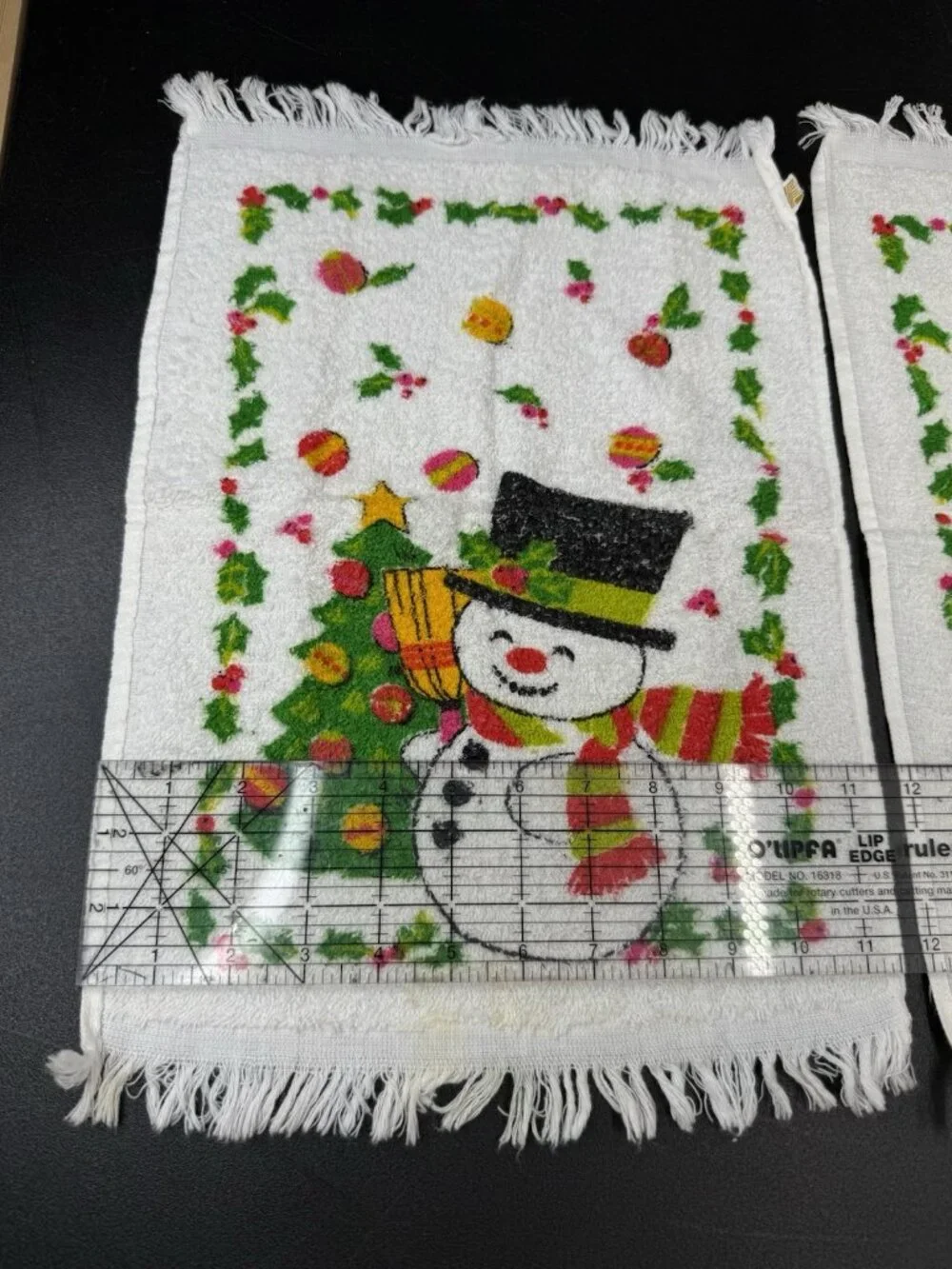 Vintage Retro MCM Christmas Snowman Terry Dish Kitchen Tea Hand Towel Lot Of 2